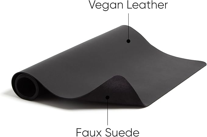Smead Desk Pad, Vegan Leather Desk Mat with Non-Slip Faux Suede Backing, Perfect Desk Organizer for Office Decor, 36” x 17” Large, Charcoal (64828)