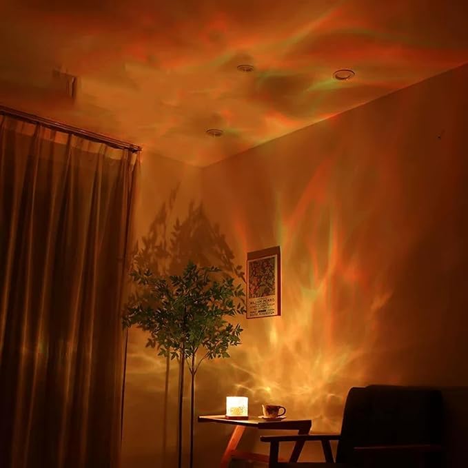 Ocean Wave Projector Light - 16-Color Luminorthe Cube Lamp with Remote, 3D Holographic Water Ripple Romantic Ambient Lighting for Child's Room, Meditation, Relaxation & Night Light