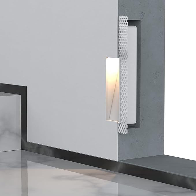 SCON 12-Pack Trimless Recessed Step Lights, 2W 3000K Warm White Wall Light, Indoor Rectangle Skirting Board Lighting, Invisible Stair Lights for Hallway, Bedroom, Staircase (No Dimming)