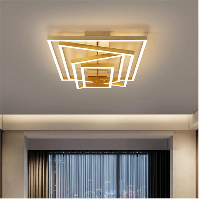 Nordic Home Decoration Salon Bedroom Decor Smart Led Lamp Lights for Room Dimmable Ceiling Light Indoor Lighting Minimalist Design(Neutral Light,Gold 4layers)