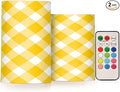 Graffiti Plaid Pattern Flameless Candles Color Changing LED Candles with Remote Control Battery Candles for Outdoor and Indoor Home and Room Decoration, 3'' x 4''/5'' Set of 2 Pieces