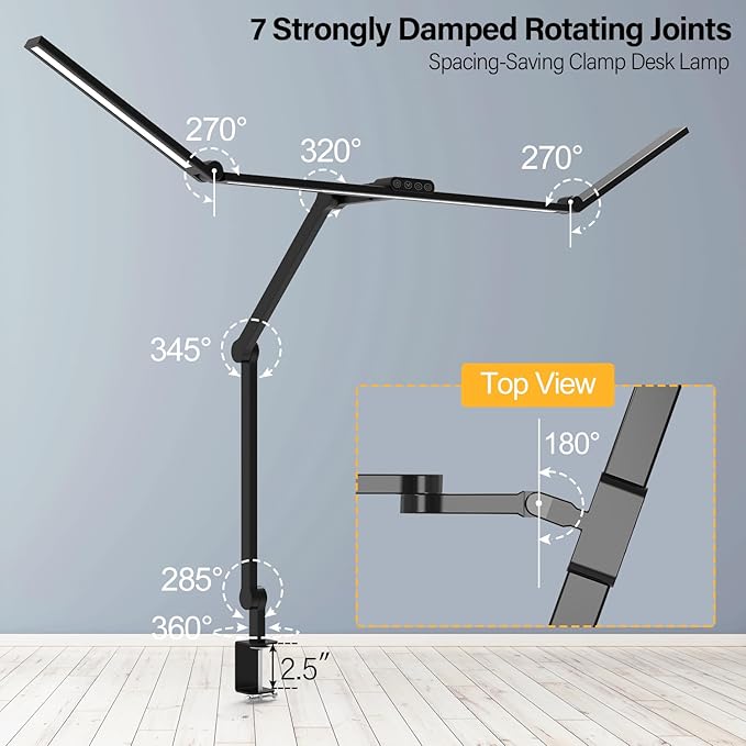 Micomlan 36W Bright Led Desk Lamp with Clamp, 47 Inches Long Architect Desk Lamp Home Office, Dimmable Table Light with Remote Adjustable Monitor Light Bar Tall Office Lighting for Computer Desktop