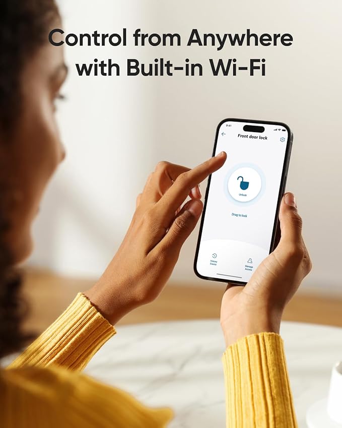 eufy Security Smart Lock C220 Front Door Handle Set, Fingerprint Keypad Door Lock with Handle, Built-in Wi-Fi, App Control, Keyless Entry Deadbolt, 8 Months Battery, IP53 Waterproof, BHMA Certified