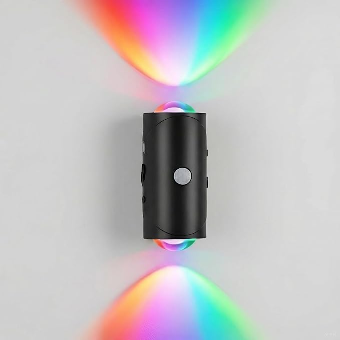 Rechargeable Motion Sensor Night Light, Magnetic RGB Color Changing LED Ambient Lighting, Compact Battery Operated Indoor Wall Light for Hallway, Stairs, Bathroom & Kids Room (USB-C)