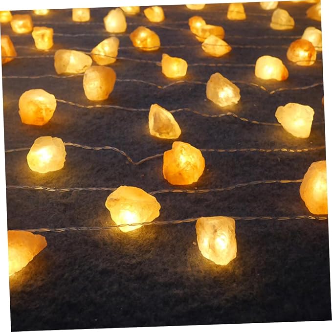 HOMSFOU 1set Himalayan Salt String Light Night Lamp USB Powered Decorative Led Beads for Home Office Yoga Relaxation Creates Calming Atmosphere