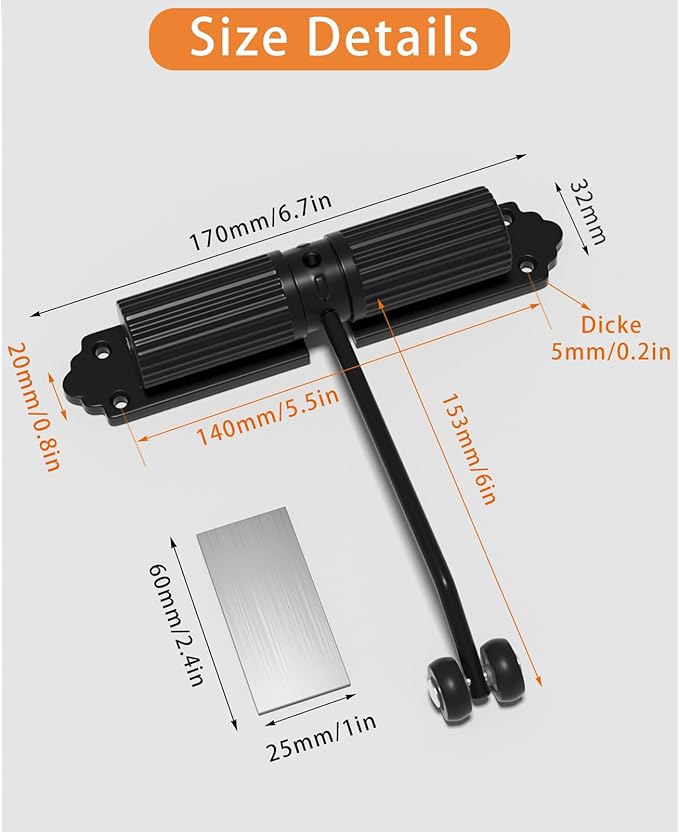 Automatic Door Closer, Zinc Alloy Safety Spring Door Closer 20-60kg Closing Door Hinge, Adjustable Door Spring Closer for Commercial & Home Use with Screws(White)