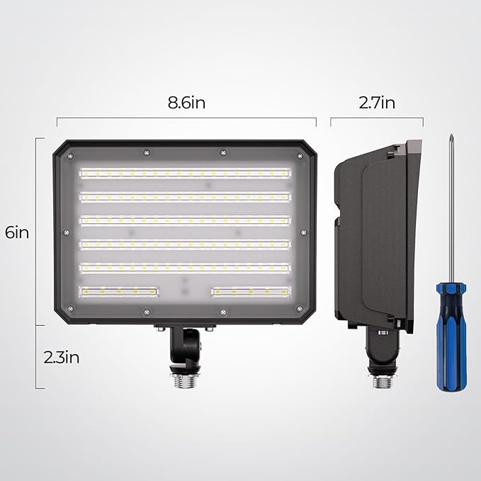 CINOTON 100W LED Flood Lights Outdoor, 14000LM IP65 Waterproof Outdoor Security Wall Light Fixture with 180°Knuckle for Warehouse Porch Barn Garage Building 5000K 100V-277V 2 Pack