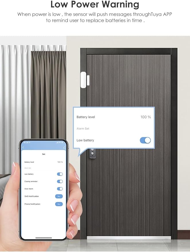 Mengshen 2 Pack WiFi Door Window Sensor Smart Contact Sensor with App Alerts for Home Security Works with Tuya Smart Life Devices Compatible with Alexa Google Home