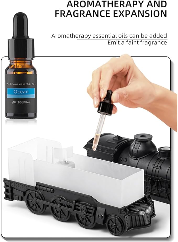 300ml Train Essential Oil Diffuser, Aromatherapy Humidifier with Dual-Color LED Light, Perfect for Home Office Bedroom Decor (Includes Remote)