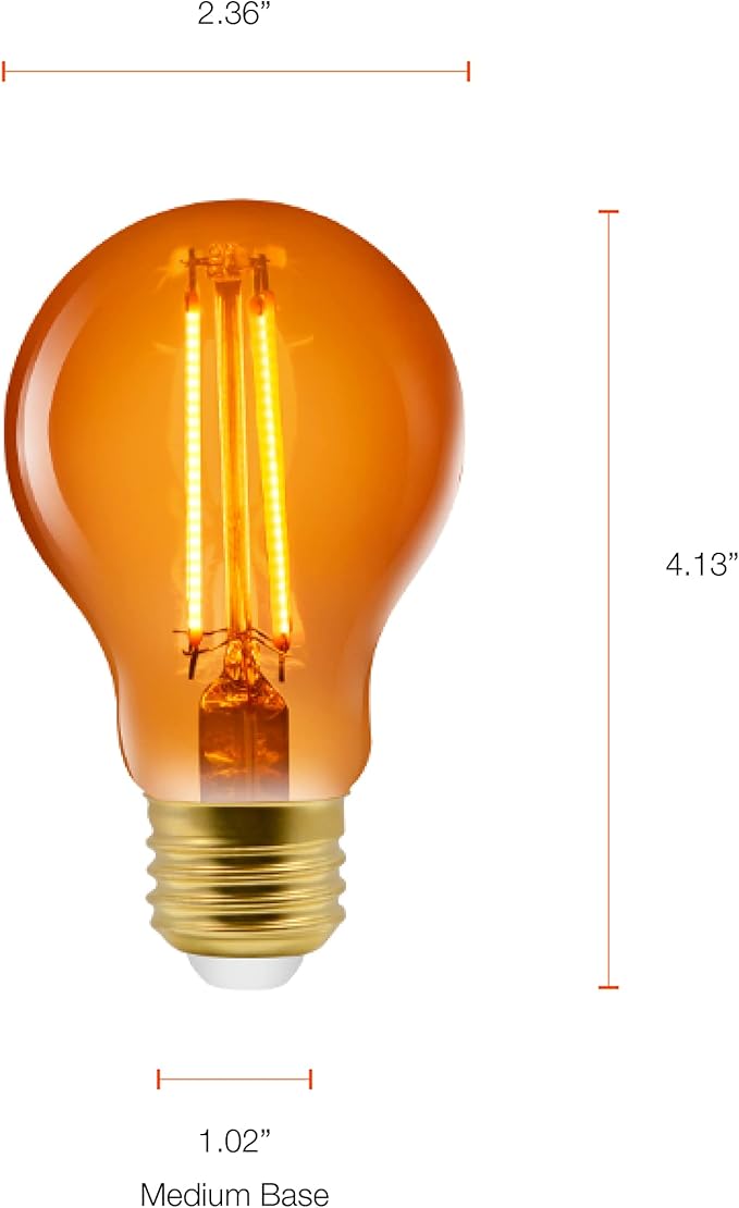 Sylvania WiFi LED Smart A19 Amber Finish Light Bulb, 4.5W Efficient, for Alexa/Google Assistant, 2000K, No Hub Required - 1 Pack (75800)