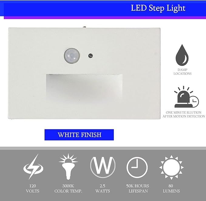 Ciata LED Indoor & Outdoor Motion Sensor Lights - Deck & Stair Lights with PIR Motion & Dusk to Dawn Sensor - White