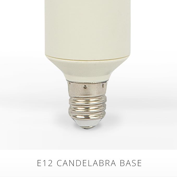 Luminara Pearl Ivory Flameless Candle Tall E12 Taper Bulb Flat Top 1" x 9.5" for Chandeliers, Wall Sconces and Lighting Fixtures