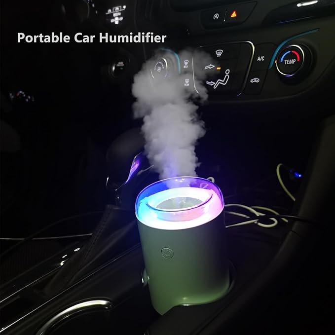Sky Blue Portable Mini Humidifier - 255ml, Nano Cool Mist Spray, 40ml/h, 2 Light Modes, Quiet Personal Ultrasonic Humidifier for Desktop, Bedroom, Car, Travel, Plant