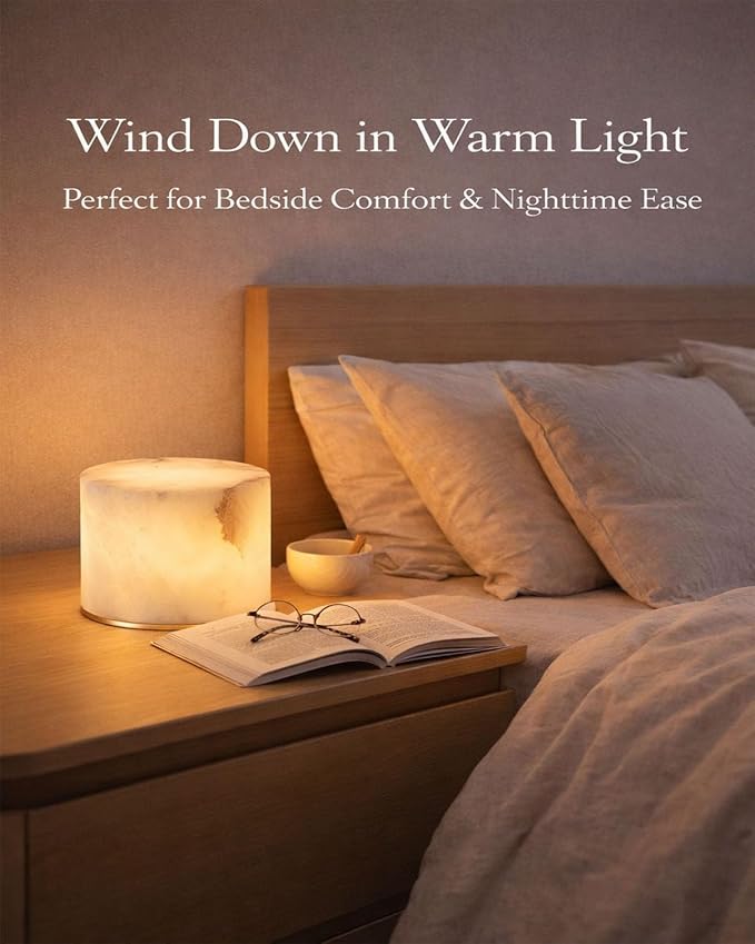 Marble Lamp Night Light Touch Bedside Table Lamp Type C Rechargeable Dimmable LED Ambient Light for Bedroom Desk Nightstand Portable Eye Caring Soft Warm Glow Modern Luxury Decor Small