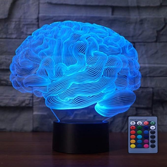Creative 3D Brain Night Light 16 Colors Changing USB Power Remote Control Touch Switch Decor Lamp Optical Illusion LED Table Desk Lamp