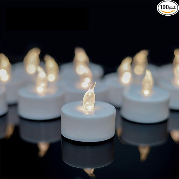YIWER Battery Tea Lights Candles - LED Tea Lights 200 Hours Pack of 100(Warm White)|50 * 2