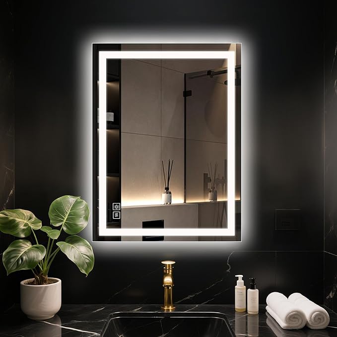 32”x24“ LED Bathroom Mirror with Light, Anti-Fog Wall Mount Vanity Mirror Dimmable & 3CCT, Memory Function Smart Large Mirrors for Bathroom Wall Over Sink, UL Listed, Plug in or Hardwire