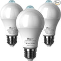 Motion Sensor Light Bulbs, 5500K Daylight Motion Activated Dusk to Dawn Security Light Bulb, 13W(100W Equivalent) E26 A19 Security LED Bulb Outdoor/Indoor, 3 Pack