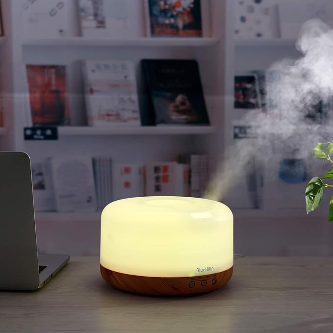 BlueHills Premium Set of Two Large 1000 ML and 2000 ML XL Essential Oil Diffusers Humidifier Combo for Large Room Home with Décor LED Lights Great Gift – Value Pack of Wood Grain and Dark Wood Grain