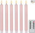 Spring Taper Candles Pastel Flameless Flickering with Remote Timer, Battery Operated Warm Light LED Candles Striped Real Wax Wedding Birthday Party Decor 6 Pack (0.78 X 9.45 Inchs)