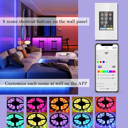 LANBON L8 LCD Smart Light Strip Switch, with 32.8FT LED Strip Lights, 2.4G WiFi Wall Touchscreen Switch Support to DIY Brightness/Colors, Compatible with Alexa/Google Home, APP Remote Control, L8-HLS