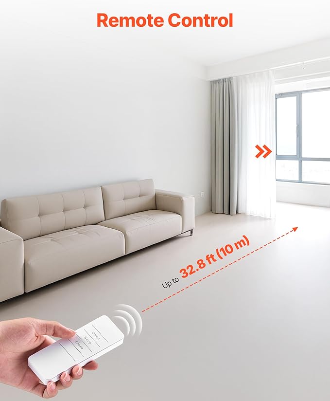 VEVOR Automatic Curtain Opener, APP and Remote Control, Hub Included, Electric Smart Curtain Opener Compatible with Alexa and Google Home, Timed Opening and Closing, for U-shaped/I-shaped Rails