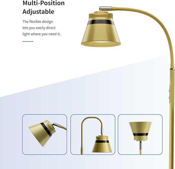AXX Gold Floor Lamp, 60-Inch Standing Reading Light for Office/Bedroom/Living Room, LED Bulb Included