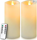 7” x 3” Flameless Candles, Flickering Moving Flame LED Candles, Battery Operated Candles with Remote and Timers, Ivory White, Set of 2
