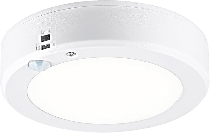LIT-PaTH Battery Powered Motion Sensor LED Ceiling Lights, 6.1inch 5000K Battery Operated Flush Mount Light, 140 Lumens Wireless Ceiling Lamps for Closet Pantry Laundry, 1-Pack(Battery Not Included)