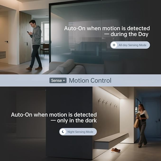 Motion Sensor for Cabinet Lights, Dimmable, Adjustable Color Temperature, Magnetic Mount, for Kitchens Closets Hallways Bathrooms Stairway (Motion Control)