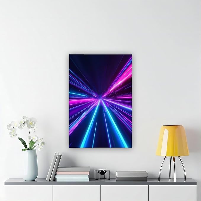Cyber Horizon Abstract Print – Glowing Geometric Futuristic Art for High-Tech Home Decor Canvas Poster Wall Art Decor Print Picture Paintings for Living Room Bedroom Decoration 20x30inch(50x75cm)