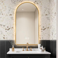 36"L x 30"W Arched LED Bathroom Mirror, Brushed Gold Frame, Backlit Vanity Mirror with Lights, Wall Mounted Lighted Mirror, Dimmable 3-Color Shatter-Proof Arch Smart Mirror, UL-Listed, CRI≥93