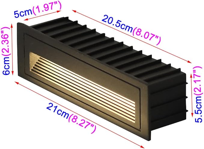 6W LED Step Light for Indoor and Outdoor Stairway Light Modern Wall Fixture Waterproof Horizontal Louver Faceplate Corner Foot Lamp Black