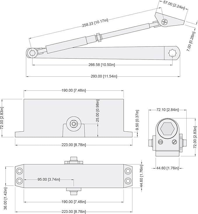 Alupac Automatic Door Closer #963 for Comercial or Residencial UL Listed, Heavy-Duty for Commercial & Residential Doors (88–143 lbs) | Adjustable Closing Speed, Non-Handed, Easy Installation (Black)