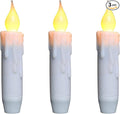 CVHOMEDECO. Flickering Taper Candles LED Drip Flameless Candles, Battery Operated with Timer, White, 4-3/4 Inch, Set of 3
