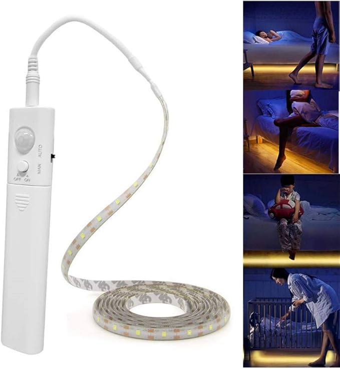 Battery Powered,Motion Sensor Led Light Strips Smart Night Light Motion Activated Led Strip Light for Room Cool White Light-5M / 16.4ft