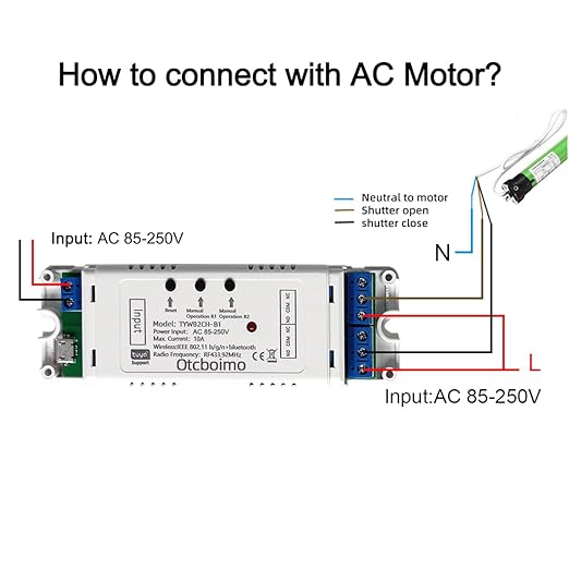 WiFi Smart AC Motor Switch, Remote Control for Single-Phase Motor Forward & Reverse, Dry Contact Passive Output Switch Compatible with Alexa and Google Home