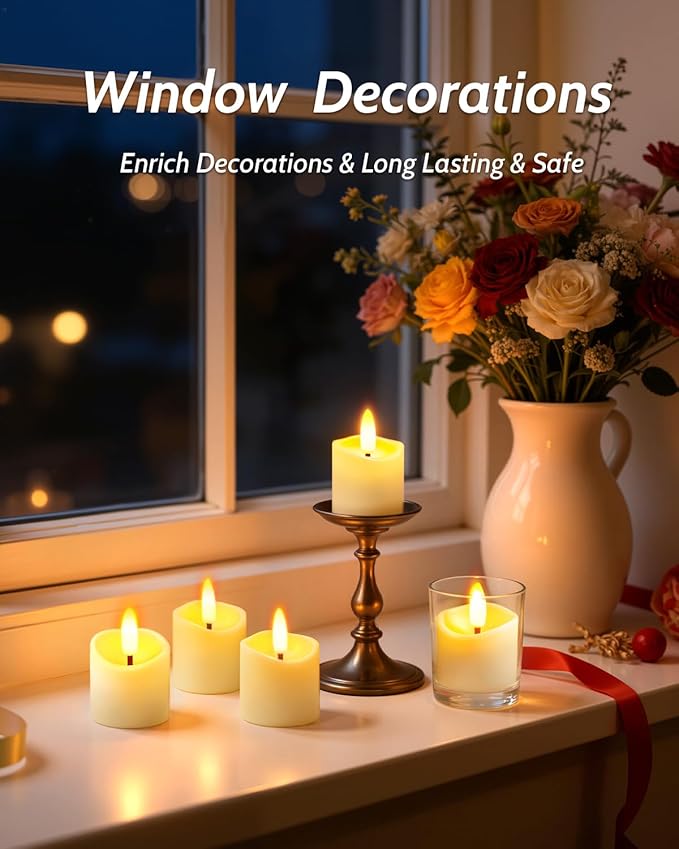 Rechargeable Flameless Candles with Remote Timer, 1.5"x2" LED Votive Fake Candles, Flickering Tea Lights Candles Battery Operated for Wedding Party Windows Table Home Decor Easter (6 Pack)
