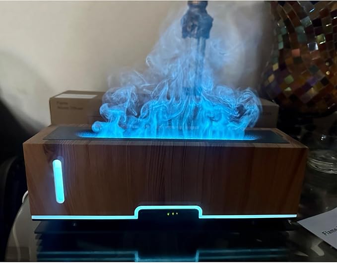 Diffuserlove Flame Diffuser Essential Oil Diffusers 200ml Fireplace Aroma Diffusers for Bedroom Essential Oils Cool Flame Oil Diffuser (Size:9.8" L x 2.67" W x 3.5" H)