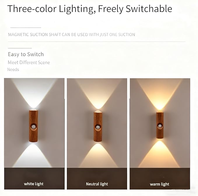 Rechargeable Smart LED Motion Sensor Ambient Light, Punch-Free Color Changing Motion Sensor Light for Stairs, Wardrobe, Cabinet (4Pcs,White, 7-Color Changing)