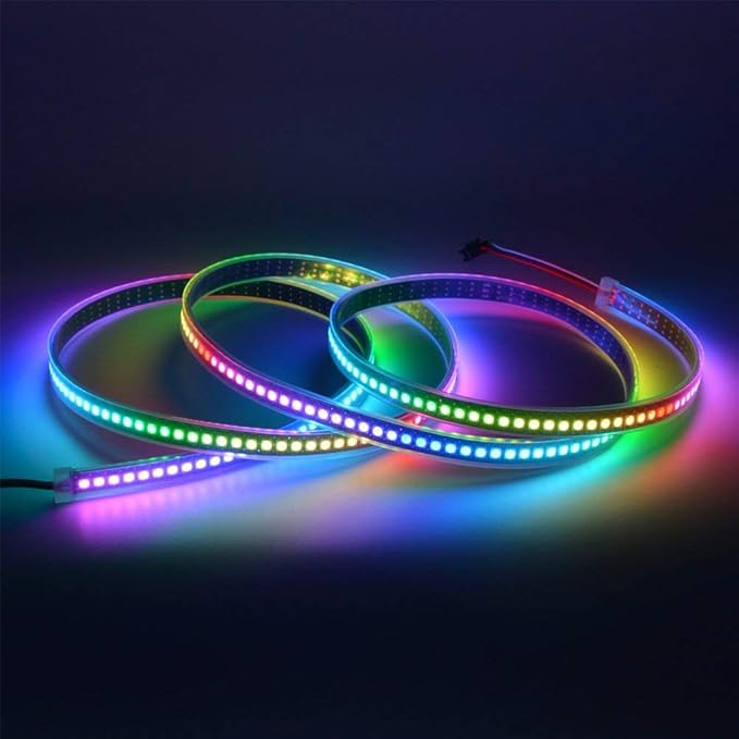 WS2812B LED Strip Lights 3.2ft 1M WS2812B 144LEDs Programmable Individual Addressable WS2811 Built-in 5050 RGB LED Strip IP67 Waterproof DC5V with Mini Controller