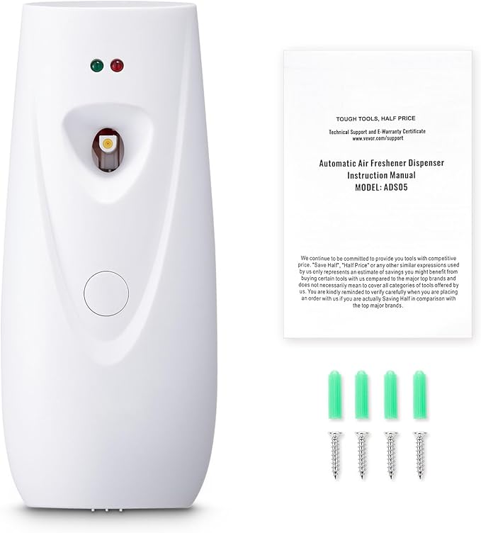 Happybuy Automatic Air Freshener Spray Dispenser (4 - Pack), Wall - Mountable or Freestanding, Battery - Powered with Multiple Time Settings, Ideal for Home, Indoor Areas like Bathrooms, White