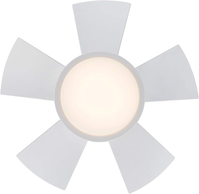 Modern Forms Vox Indoor and Outdoor 5-Blade Smart Flush Mount Ceiling Fan 26in Matte White with 3000K LED Light Kit and Remote Control, (FH-W1802-26L-MW)