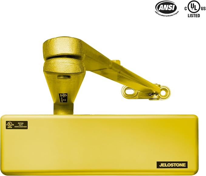 Extra Heavy Duty, Commercial Door Closer D9000DA, ANSI Grade 1, UL 3 Hour Fire Rated, ADA Compliant, Delayed Action, Adjustable Spring Size 1-6 for Doors (44-330LB/30-60 in), Indoor/Outdoor (Gold)