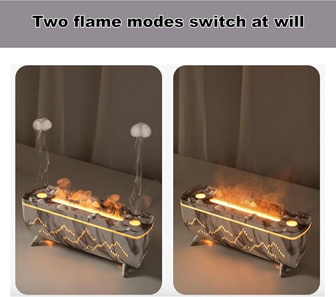 Flame Fire Diffuser Humidifier, 3 Colors Changing Oil Diffuser,Flame 2 Mist Modes, Ultra-Quiet Aroma Essential Oils Aromatherapy Diffusers for Bedroom, Office