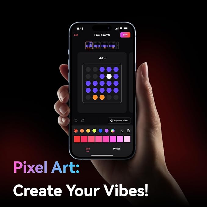YEELIGHT Smart Pixel Art Table Lamp, 4 Pack Cube Light Kit with Music Sync, DIY LED Display with Clock Mode, RGB Mood Night Light Works with Matter and Alexa, App Control, for Gaming Room & Bedroom
