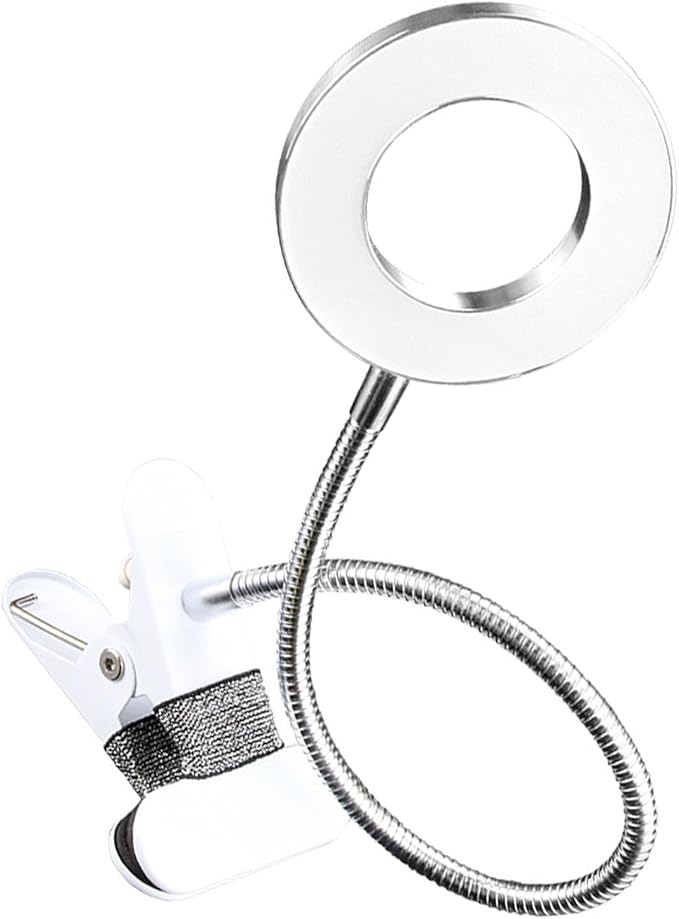 ZJchao LED Desk Lamp On Light with Adjust Brightness for Eye Protection, Prevent Eye Strain, Suitable for Reading, Makeup, (Annular Type)