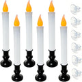 6 Pack 9" Black Base LED Candle Lights with Dusk to Dawn Sensor, Battery Powered Flameless Candles for Indoor Table Party Decor