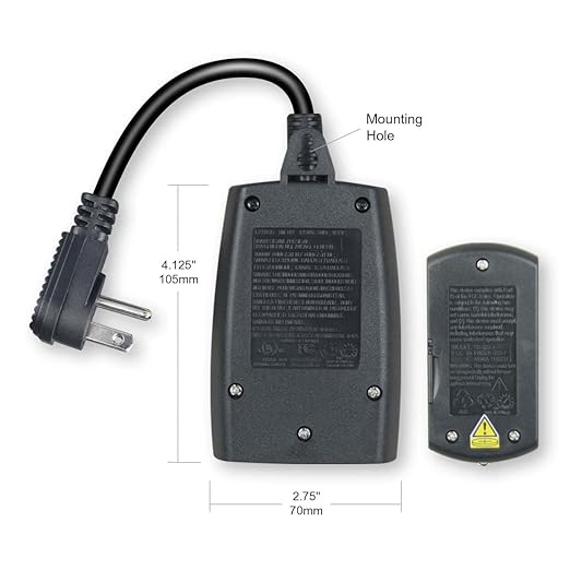 Outdoor Remote Control Photocell Timer, 2/4/6/8 Hour Countdown, Dusk to Dawn, 2 Grounded Outlets 0.5FT Cord, Black.