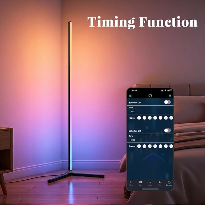RGB Floor Lamp LED Corner Floor lamp smart Floor lamp with Music Sync Lighting, App & Remote Control, 16 Million Colors Living Room & Gaming Room (2 Pack)